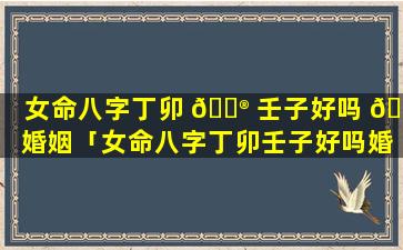 女命八字丁卯 💮 壬子好吗 🌴 婚姻「女命八字丁卯壬子好吗婚姻怎么样」
